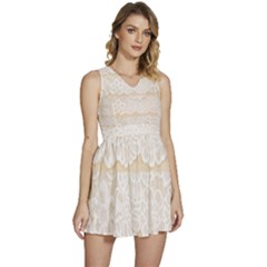 Vintage Lace Look  Sleeveless High Waist Mini Dress