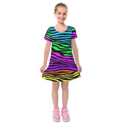 Colorful Zebra Kids  Short Sleeve Velvet Dress