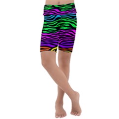 Colorful Zebra Kids  Lightweight Velour Cropped Yoga Leggings