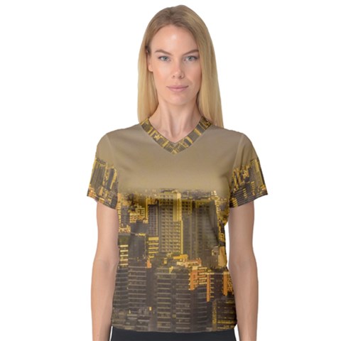 Buenos Aires City Aerial View002 V-neck Sport Mesh Tee by dflcprintsclothing