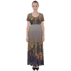 Buenos Aires City Aerial View002 High Waist Short Sleeve Maxi Dress by dflcprintsclothing