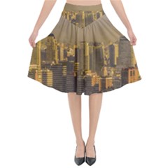 Buenos Aires City Aerial View002 Flared Midi Skirt by dflcprintsclothing