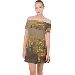 Buenos Aires City Aerial View002 Off Shoulder Chiffon Dress by dflcprintsclothing