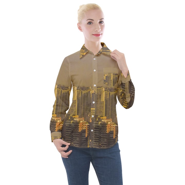 Buenos Aires City Aerial View002 Women s Long Sleeve Pocket Shirt