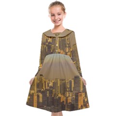 Buenos Aires City Aerial View002 Kids  Midi Sailor Dress by dflcprintsclothing