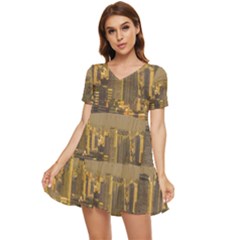 Buenos Aires City Aerial View002 Tiered Short Sleeve Babydoll Dress by dflcprintsclothing