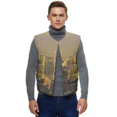 Buenos Aires City Aerial View002 Men s Short Button Up Puffer Vest	