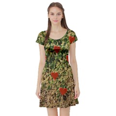 Valentine Day Heart Forest Short Sleeve Skater Dress by artworkshop