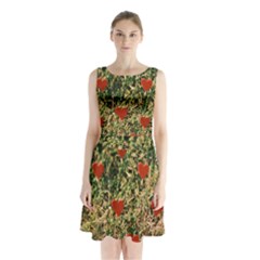 Valentine Day Heart Forest Sleeveless Waist Tie Chiffon Dress by artworkshop