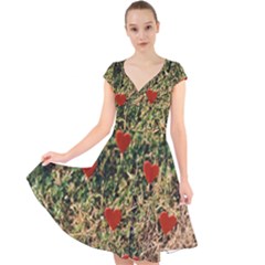 Valentine Day Heart Forest Cap Sleeve Front Wrap Midi Dress by artworkshop