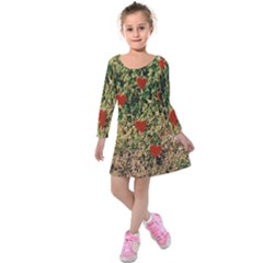 Valentine Day Heart Forest Kids  Long Sleeve Velvet Dress by artworkshop