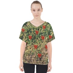 Valentine Day Heart Forest V-neck Dolman Drape Top by artworkshop