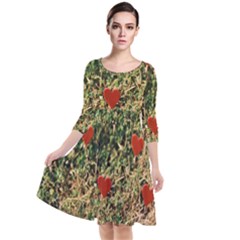 Valentine Day Heart Forest Quarter Sleeve Waist Band Dress by artworkshop