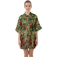 Valentine Day Heart Forest Half Sleeve Satin Kimono  by artworkshop