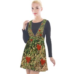 Valentine Day Heart Forest Plunge Pinafore Velour Dress by artworkshop