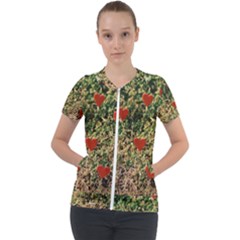 Valentine Day Heart Forest Short Sleeve Zip Up Jacket by artworkshop