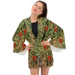 Valentine Day Heart Forest Long Sleeve Kimono by artworkshop