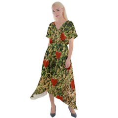 Valentine Day Heart Forest Cross Front Sharkbite Hem Maxi Dress by artworkshop