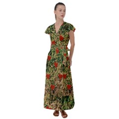 Valentine Day Heart Forest Flutter Sleeve Maxi Dress by artworkshop