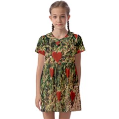 Valentine Day Heart Forest Kids  Asymmetric Collar Dress by artworkshop