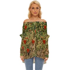 Valentine Day Heart Forest Off Shoulder Chiffon Pocket Shirt by artworkshop