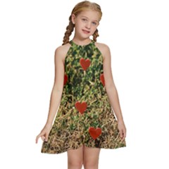 Valentine Day Heart Forest Kids  Halter Collar Waist Tie Chiffon Dress by artworkshop