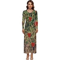 Valentine Day Heart Forest Long Sleeve Velour Longline Maxi Dress by artworkshop