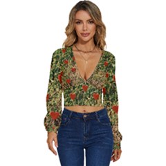 Valentine Day Heart Forest Long Sleeve Deep-v Velour Top