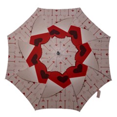 Valentine Day Heart Love Logo Hook Handle Umbrellas (medium) by artworkshop