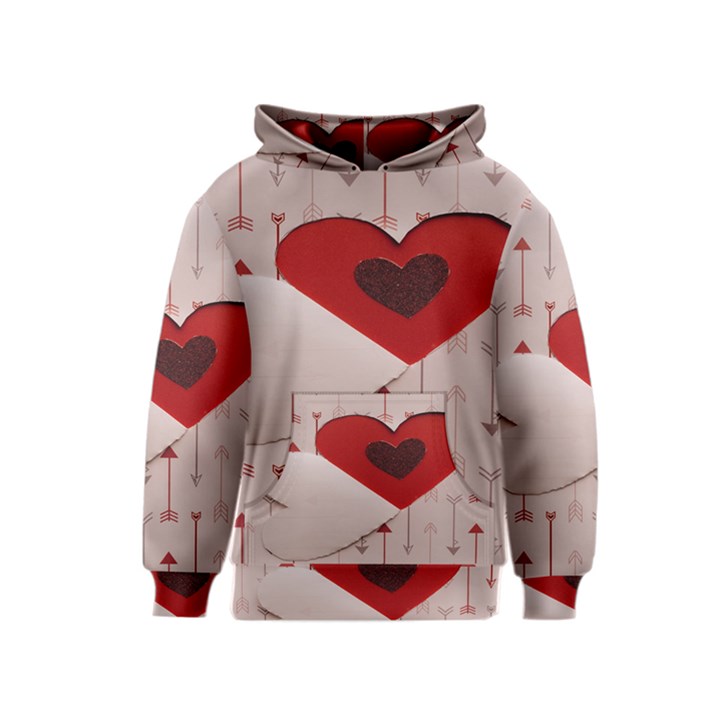 Valentine Day Heart Love Logo Kids  Pullover Hoodie