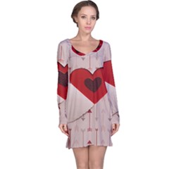 Valentine Day Heart Love Logo Long Sleeve Nightdress by artworkshop