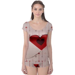 Valentine Day Heart Love Logo Boyleg Leotard  by artworkshop