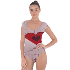 Valentine Day Heart Love Logo Short Sleeve Leotard  by artworkshop