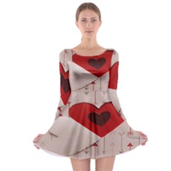 Valentine Day Heart Love Logo Long Sleeve Skater Dress by artworkshop