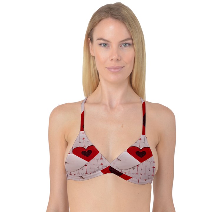 Valentine Day Heart Love Logo Reversible Tri Bikini Top