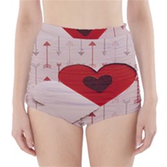 Valentine Day Heart Love Logo High-waisted Bikini Bottoms by artworkshop