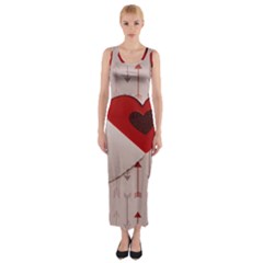 Valentine Day Heart Love Logo Fitted Maxi Dress by artworkshop