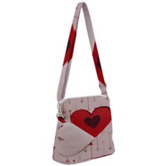 Valentine Day Heart Love Logo Zipper Messenger Bag by artworkshop