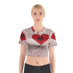 Valentine Day Heart Love Logo Cotton Crop Top by artworkshop