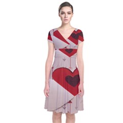 Valentine Day Heart Love Logo Short Sleeve Front Wrap Dress by artworkshop