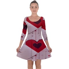 Valentine Day Heart Love Logo Quarter Sleeve Skater Dress by artworkshop