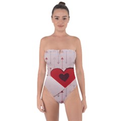 Valentine Day Heart Love Logo Tie Back One Piece Swimsuit by artworkshop