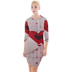 Valentine Day Heart Love Logo Quarter Sleeve Hood Bodycon Dress