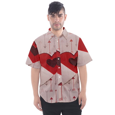 Valentine Day Heart Love Logo Men s Short Sleeve Shirt by artworkshop