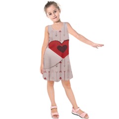 Valentine Day Heart Love Logo Kids  Sleeveless Dress by artworkshop