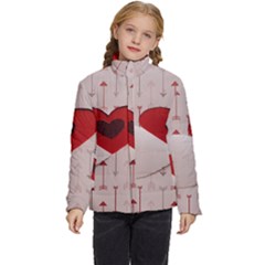 Valentine Day Heart Love Logo Kids  Puffer Bubble Jacket Coat by artworkshop