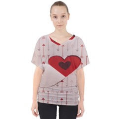 Valentine Day Heart Love Logo V-neck Dolman Drape Top by artworkshop