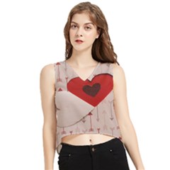 Valentine Day Heart Love Logo V-neck Cropped Tank Top by artworkshop