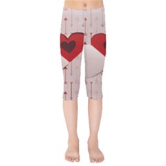 Valentine Day Heart Love Logo Kids  Capri Leggings  by artworkshop