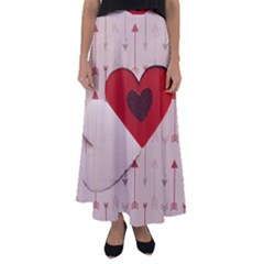 Valentine Day Heart Love Logo Flared Maxi Skirt by artworkshop